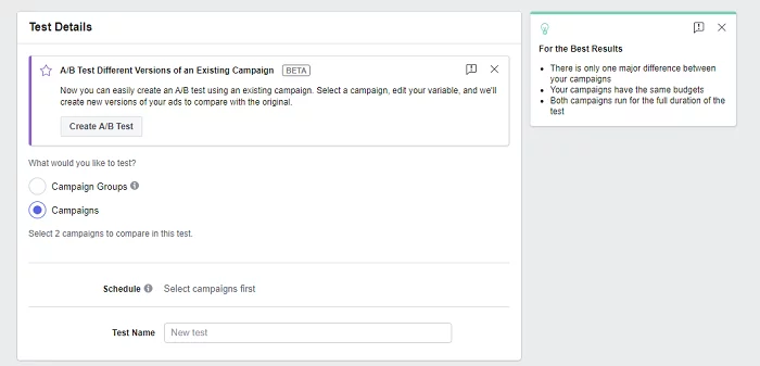 O Facebook adicionou o novo elemento “Experiments” ao Ad Manager, para ajudar a otimizar o desempenho do anúncio 4